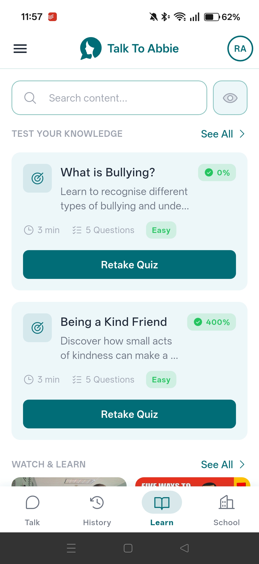 Abbie privacy settings